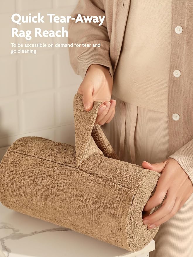 Fantasticlean Microfiber Cleaning Cloth Roll -90 Pack, Tear Away Microfiber Towels, 12" x 12", Reusable, Washable, Scratch Free, Ultra Absorbent Dish Rags for Car, Home, Garage or Shop (Tan)-DeskLoop Office