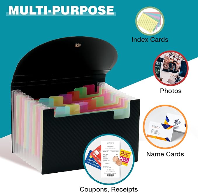H4D Coupon Receipt Holder, 13 Pocket Accordion File Organizer, 7x4.5 Inches - Image 5