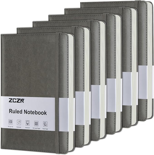 ZCZN 6 Pack Lined Journal Notebooks, 192 Pages A5 Hardcover Leather Journals for Work,Writing,School & Travel, College Ruled Journaling Notebooks for Notes Taking,Diary Notepad (Light Green*6)-DeskLoop Office