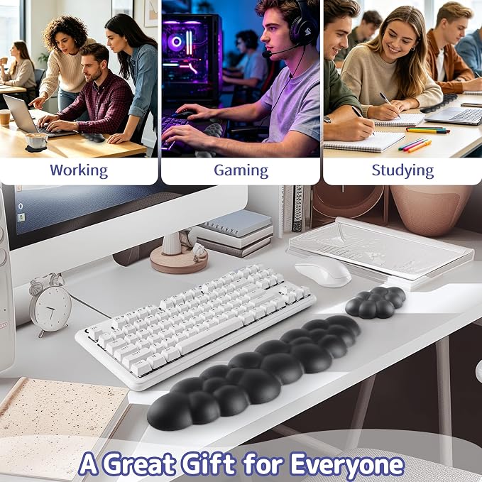 Sushret Cloud Wrist Rest Keyboard, Cloud Keyboard Wrist Pad Set - Image 6