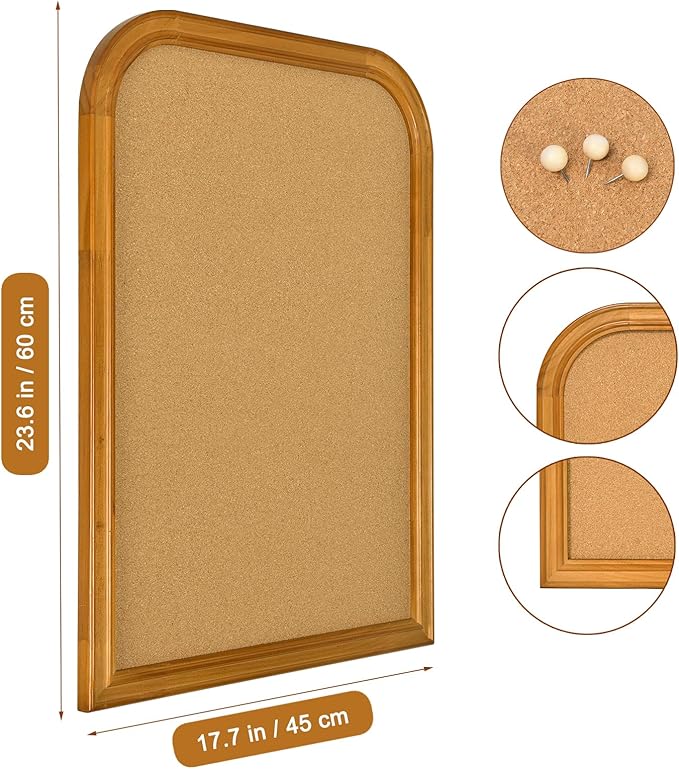 Cork Board for Walls, 23.6x17.7 inches Bulletin Board with Frame, Decorative Hanging Pin Board Vision Board Message Board for Office School Home Decor(2R&2S,4560,1p)-DeskLoop Office