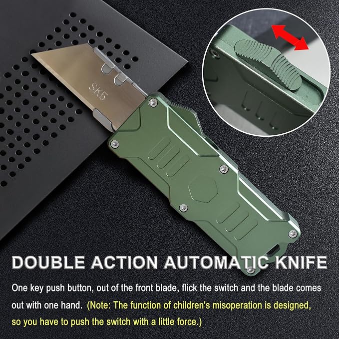 Caressolove Switch Blades Knife Push Button, Aviation Aluminum EDC Box Cutter - Image 3