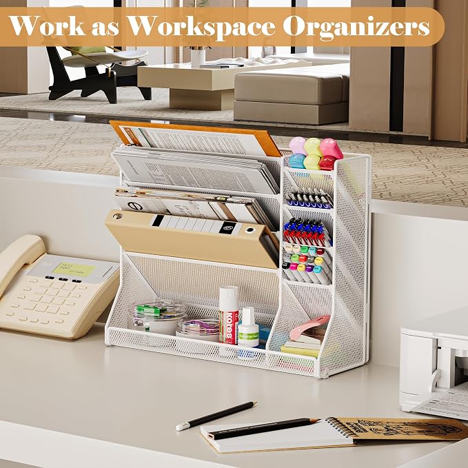 Jakyitvi Adjustable 5 Tiers Wall File Organizer Metal Hanging Holder White | 5 - Image 5