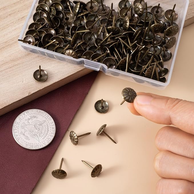 120pcs Flat Head Thumb Tacks for Wall, Bronze Heavy Duty Upholstery Push Pins - Image 3