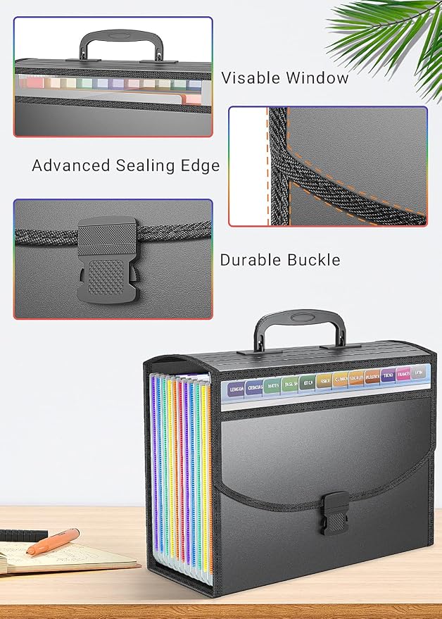 TOPCJ Accordion File Organizer, Expanding File Folder Portable Filing Folders - Image 3