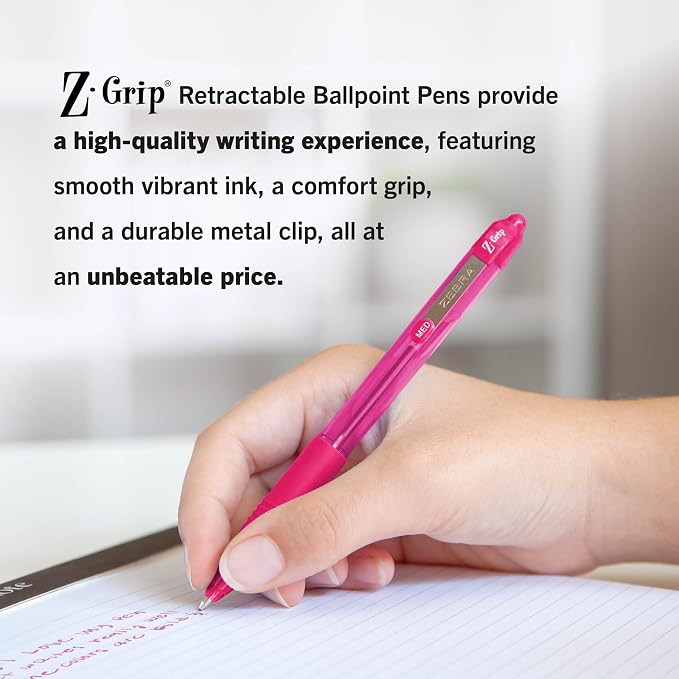 Zebra Pen Z-Grip Retractable Ballpoint Pen, Smooth-Flowing Assorted Fashion - Image 5