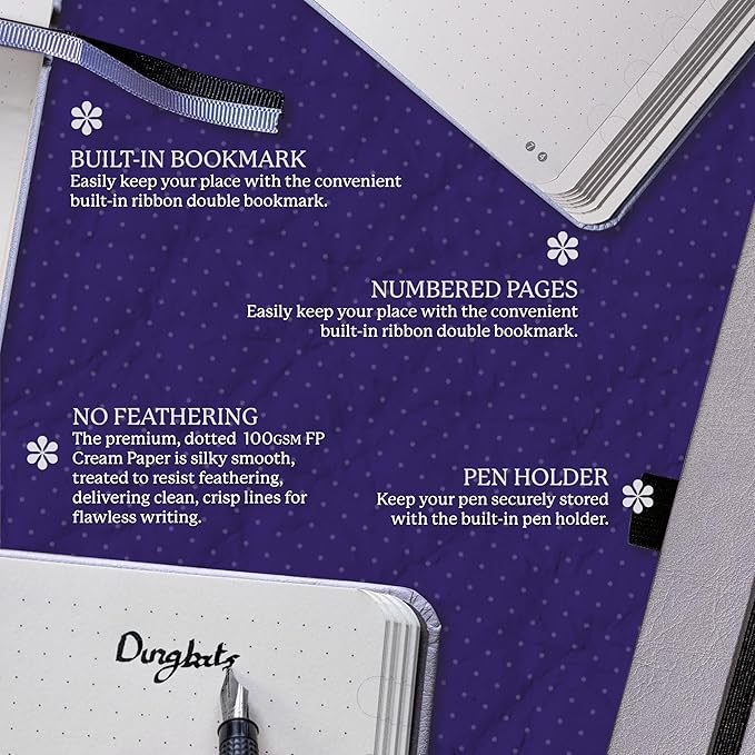 Dingbats - Earth Dotted A5 Medium Notebook, Glicine Arctic - Hardcover - Cream 100gsm Ink-Proof Paper - Numbered Pages, Index & Key Pages-DeskLoop Office