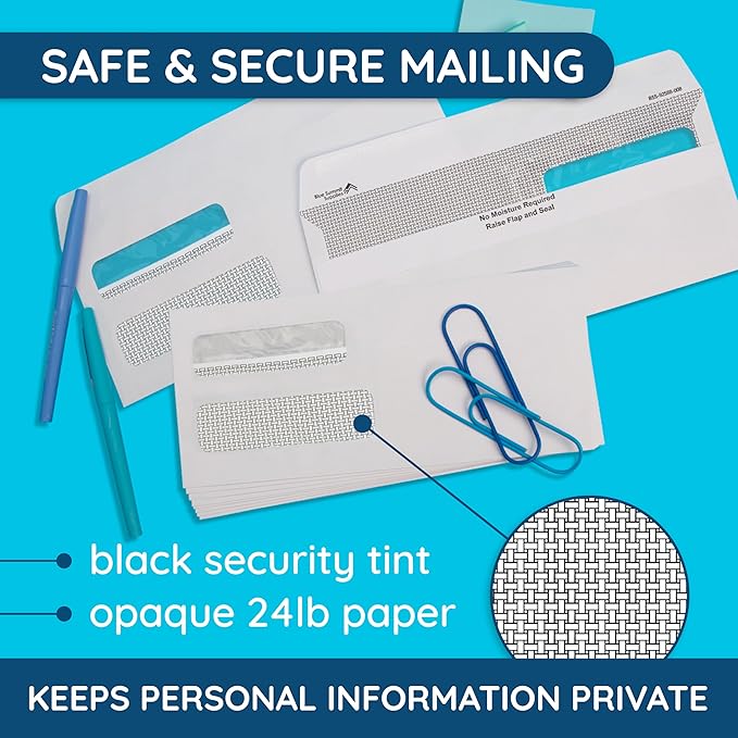 500 No. 10 Flip and Seal Double Window Security Envelopes - Image 4