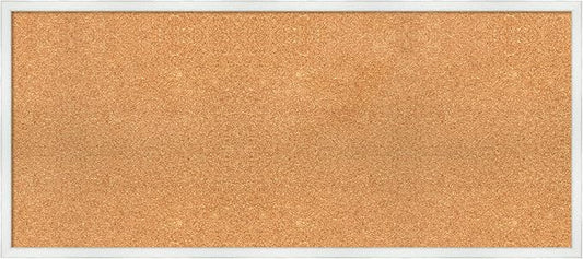 Amanti Art Natural Cork Board for Wall, 19x43 Vision Board with White Frame, Oversize Corkboard Office Decor for Home Organization, Country Rustic Corkboard Pinboard to Display Items for Home-DeskLoop Office