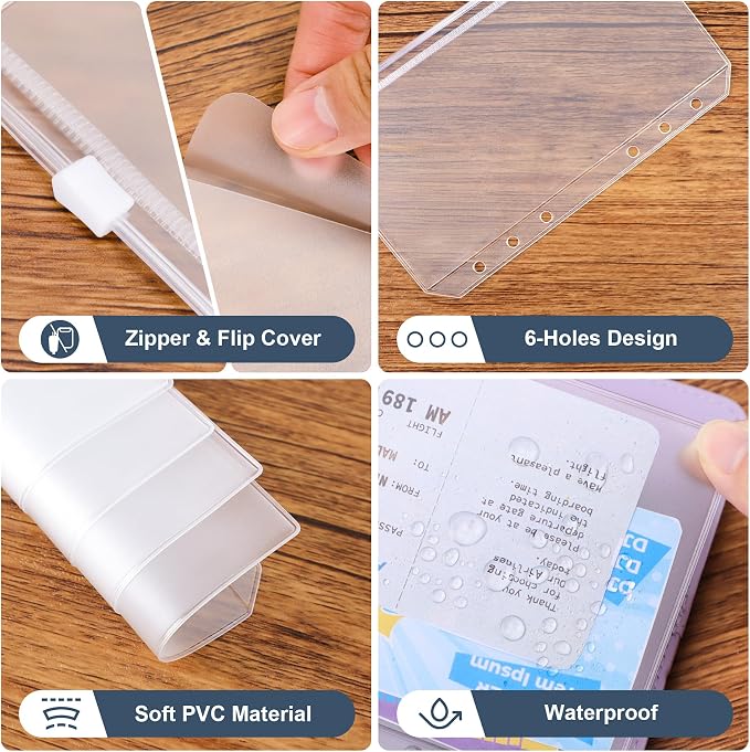 12PCS A6 Binder Pockets, 6 Holes Budget Cash Envelopes | - Image 3