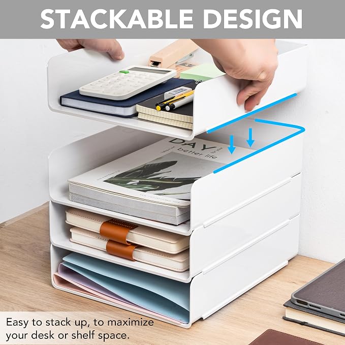 Tiawudi Desk Organizer, Office Organization and Storage, Plastic Letter Tray - Image 3