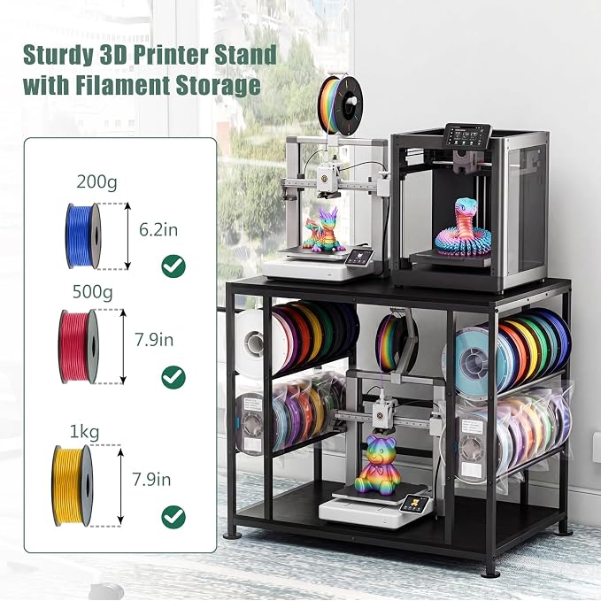 Large 3D Printer Stand with Filament Storage Heavy Duty Metal 3D Printer Table - Image 3