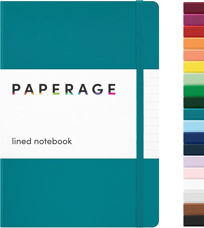 PAPERAGE Lined Journal Notebook, (Turquoise), 160 Pages, Medium 5.6 in x 8 in - 100 GSM Thick Paper – Hardcover Journaling Notebook for Work, School & Note Taking-DeskLoop Office
