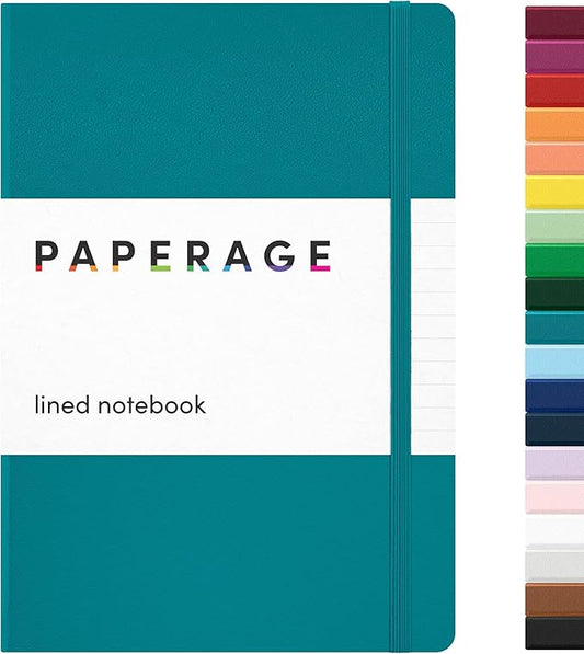PAPERAGE Lined Journal Notebook, (Turquoise), 160 Pages, Medium 5.6 in x 8 in - 100 GSM Thick Paper – Hardcover Journaling Notebook for Work, School & Note Taking-DeskLoop Office