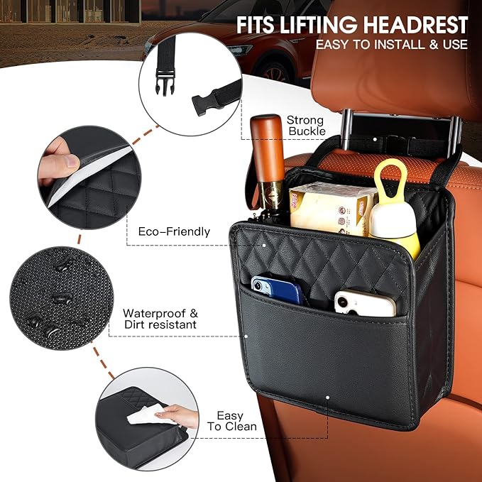 FrgKbTm 2Pack Car Seat Back Hanging Bag Car Document Holder Multi-Pocket Bottle - Image 3