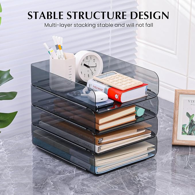CiWiVOKi 2 Pack Stackable Paper Tray Organizer, Office Organizer and Storage - Image 3