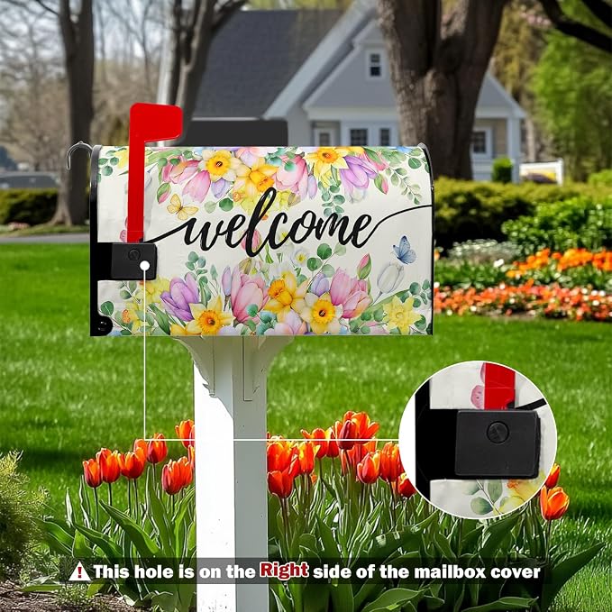 Spring Summer Welcome Mailbox Cover Magnetic Standard Size Spring Floral - Image 2