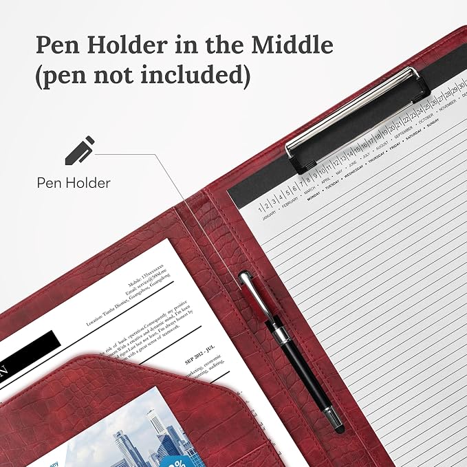 Clipboard Folder Padfolio, Mymazn Writing Portfolio Faux Leather Clipboards - Image 5