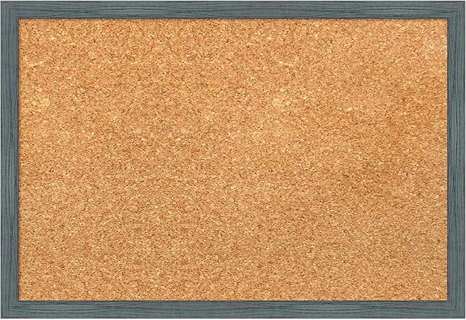 Amanti Art Natural Cork Board for Wall, 13x19 Vision Board with Blue Wood Frame, Small Corkboard Office Decor for Home Organization, Country Rustic Corkboard Pinboard to Display Items for Home-DeskLoop Office