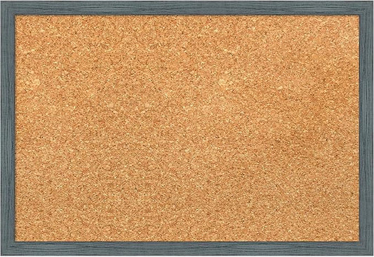 Amanti Art Natural Cork Board for Wall, 13x19 Vision Board with Blue Wood Frame, Small Corkboard Office Decor for Home Organization, Country Rustic Corkboard Pinboard to Display Items for Home-DeskLoop Office