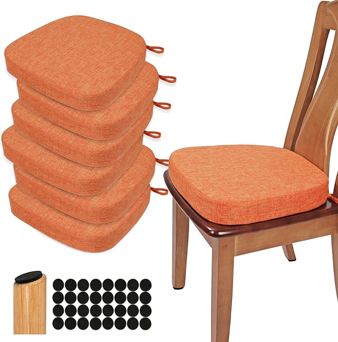 BUYUE Thickened 2.5" Dining Chair Cushions Set of 6, U-Shape High Density Foam by BUYUE