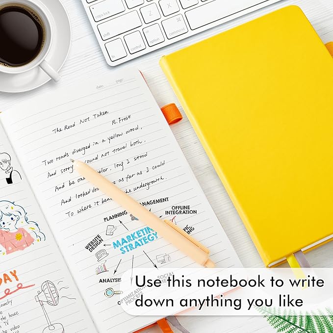 feela Journal Notebook Bulk for School, Hardcover Business Classic Ruled Lined Journals with Pen Holder for Work Office Journaling, with 5 Black Pens, 120 GSM, 5.1”x8.3”, 5 Pack, A5, Solid Colors-DeskLoop Office