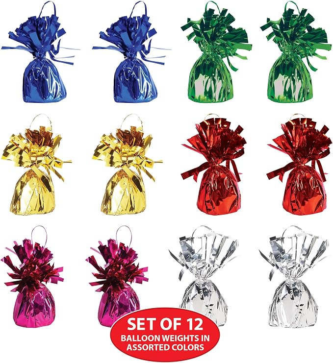 Beistle Metallic Wrapped Balloon Weights – 12 Pack, Party Décor - Image 4