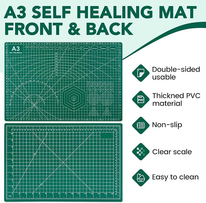 CLOYAN Cutting Mat 12"x18", 1 Pack Double-Sided 5-Ply Self Healing Sewing - Image 4