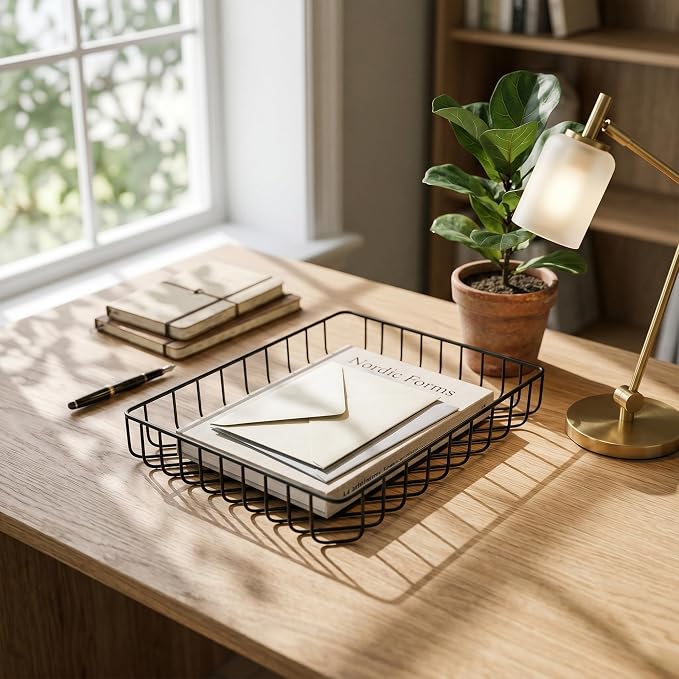 Elegant Gold Wire Desk Tray Organizer - Image 3