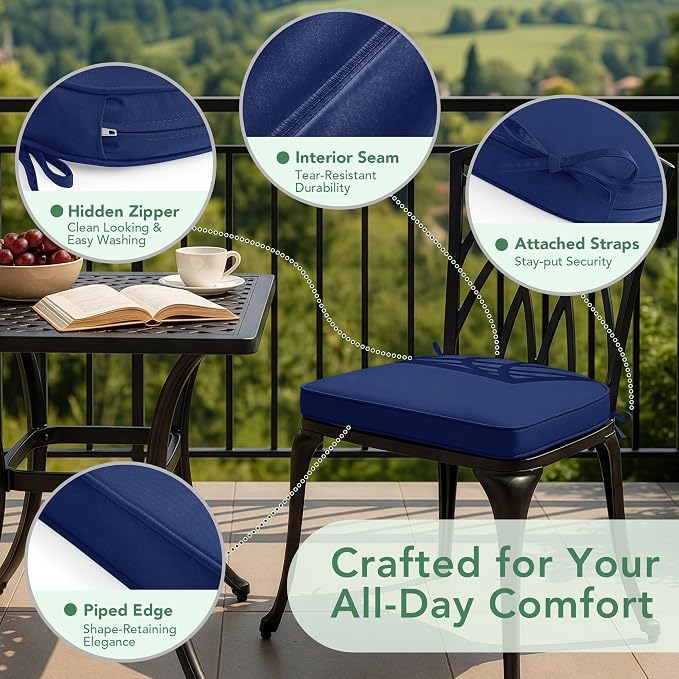 Outdoor Chair Cushions Set of 2: Waterproof & Fade Resistant Patio Furniture - Image 4