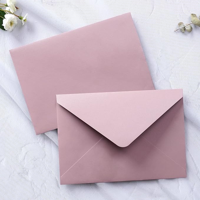 PONATIA 50 PCS/Pack A7 Envelopes, 5.25 x 7.25'' Matte Dusty Rose Envelope - Image 3