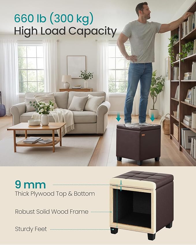 SONGMICS Square Storage Ottoman, Foot Stool Footrest - Image 6