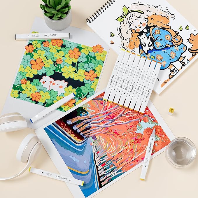 120 Colors Dual Tip Artist Alcohol Markers Set with Carrying Case - Perfect for Coloring, Drawing, Sketching, Card Making and Illustration - Perfect for Adults and Kids-DeskLoop Office