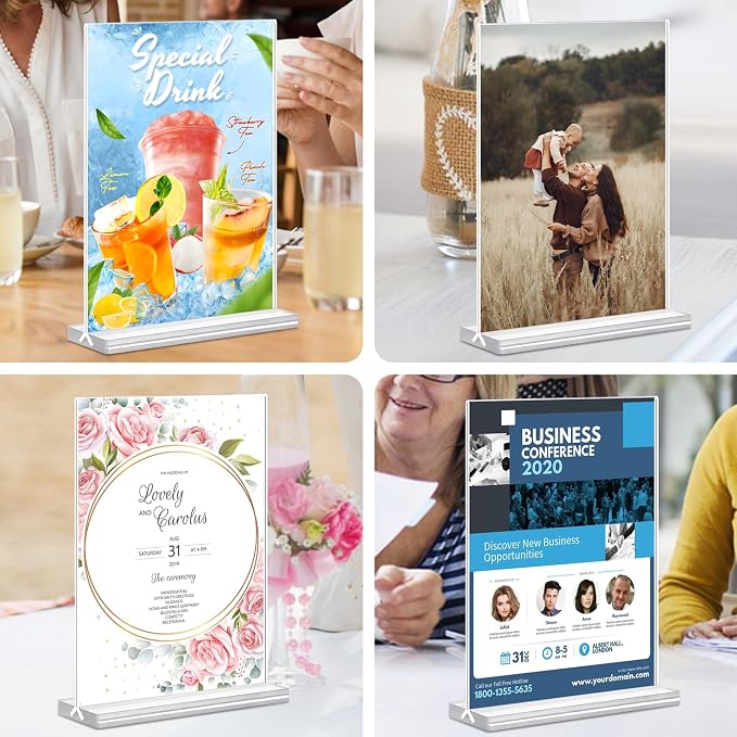 5x7 Acrylic Sign Holder, 12 Pack Vertical Plastic Signs Frame Table Top Display - Image 6