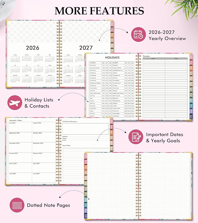 Academic Planner 2026-2027, Hardcover Leather Weekly and Monthly Calendar - Image 6