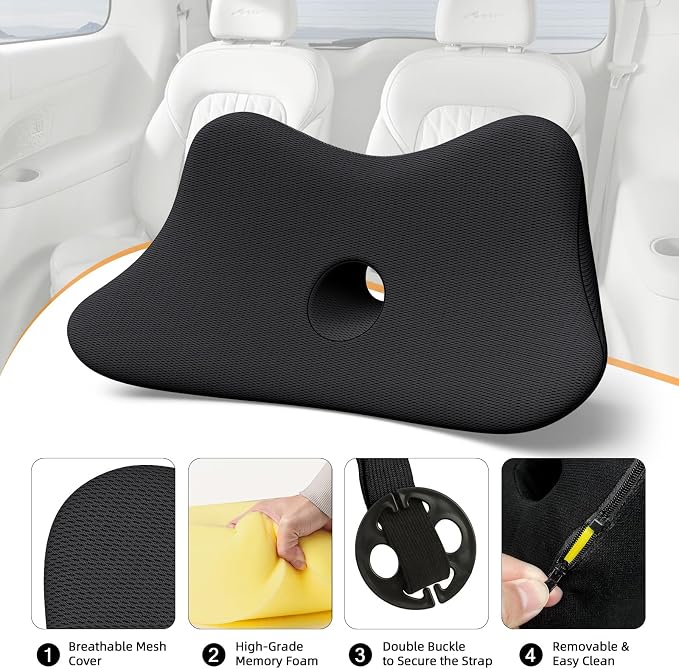 Benazcap Lumbar Support Pillow for Car, Lower Back Support Pillow for Sciatica - Image 4