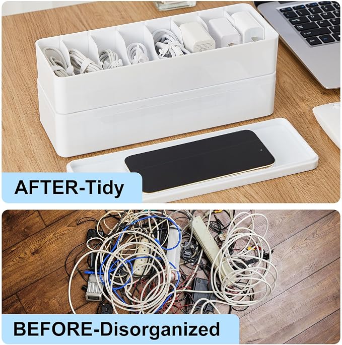Tatuo 1 Pcs Cord Organizer for Drawer Desktop, Cable Organizer Box - Image 5