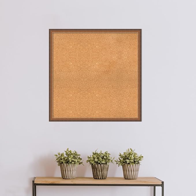 Amanti Art Natural Cork Board for Wall, 32x32 Vision Board with Bronze Frame, Large Corkboard Office Decor for Home Organization, Modern Corkboard Pinboard to Display Items for Home Organization in-DeskLoop Office