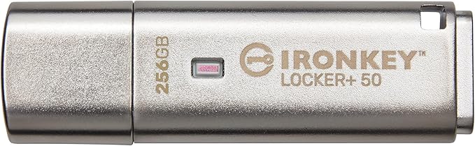 Kingston Ironkey Locker+ 50 256GB Encrypted USB Flash Drive | USB 3.2 Gen 1 | XTS-AES Protection & TAA Compliant | Multi-Password Security Options | IKLP50/256GB-DeskLoop Office