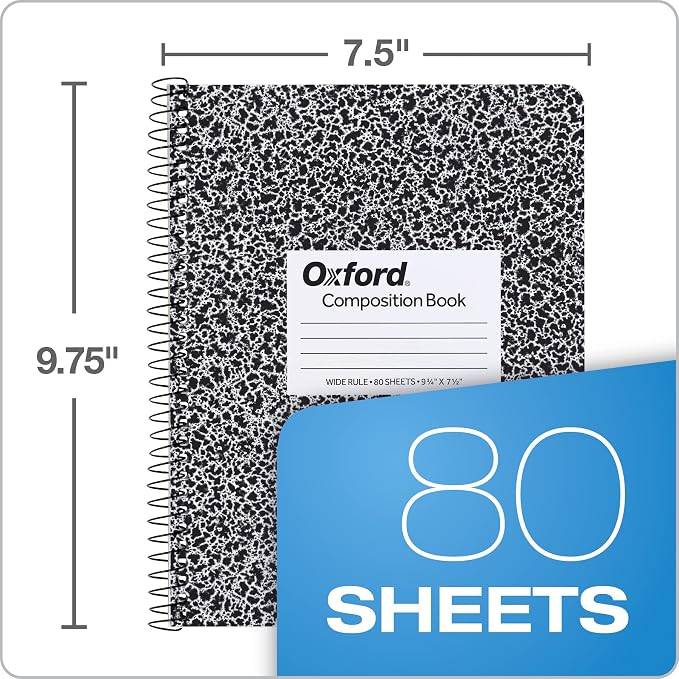 Oxford Spiral Composition Notebooks, 4 Pack, Wide Ruled Paper, 9-3/4 x 7-1/2 - Image 3