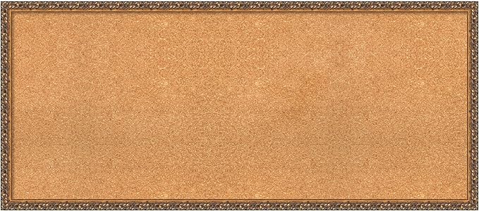 Amanti Art Natural Cork Board for Wall, 22x50 Vision Board with Bronze Frame, Oversize Corkboard Office Decor for Home Organization, Traditional Corkboard Pinboard to Display Items for Home-DeskLoop Office