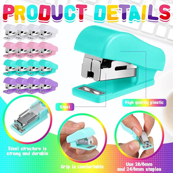 Fainne 24 Pcs Mini Stapler Bulk - Image 3