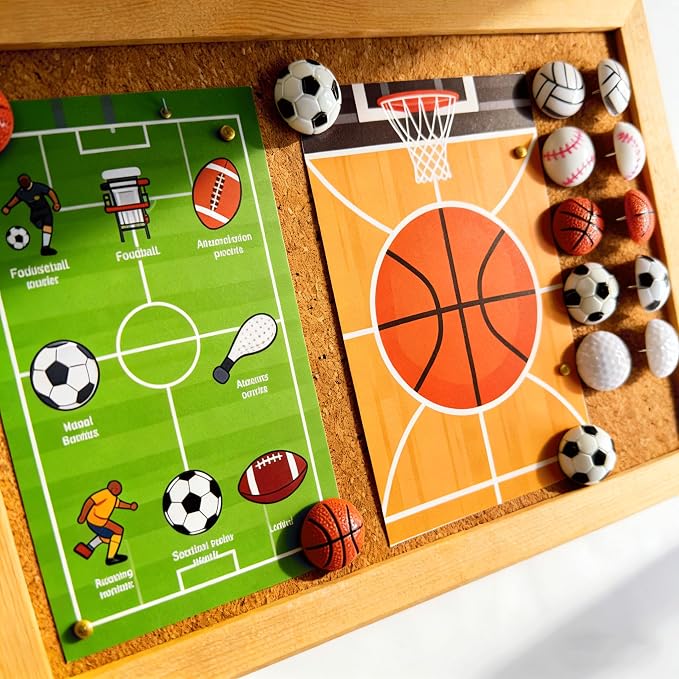 Thumb Tacks for wall, Cute Thumbtacks for Corkboards, Desk Decor for Sports - Image 4