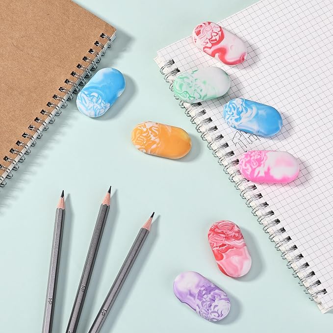 Mr. Pen- Erasers, 24 Pack, Vibrant Colors, Marble Pencil Eraser | Cute Eraser - Image 3