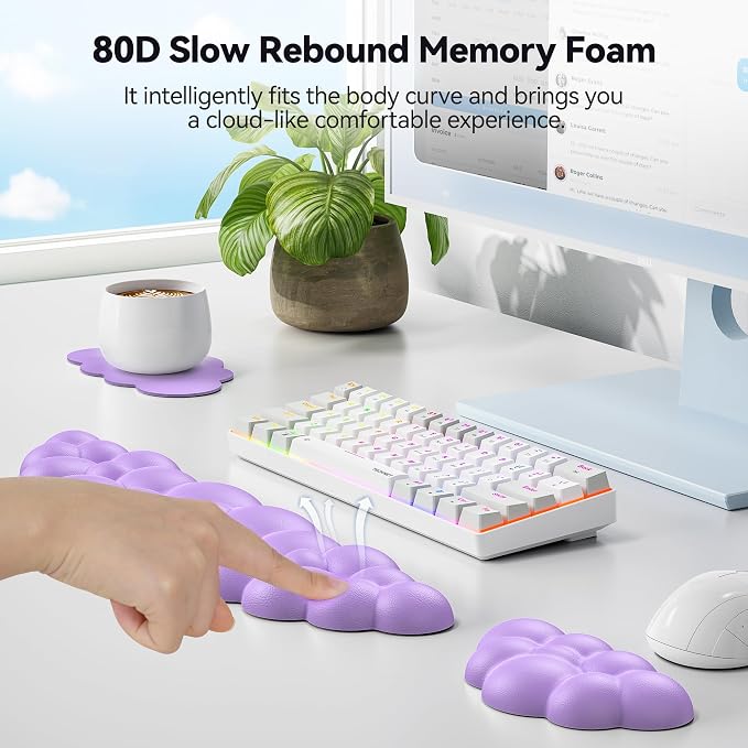 TECKNET Cloud Keyboard Wrist Rest Set, Cloud Wrist Rest - Image 3