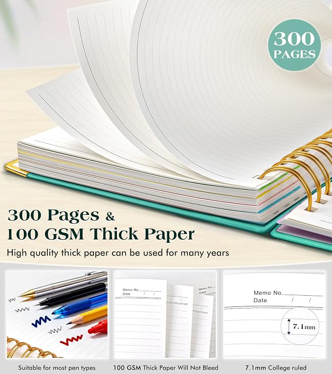 Spiral Notebook Journal with Removable Dividers Tabs, 300 Pages Hardcover - Image 5