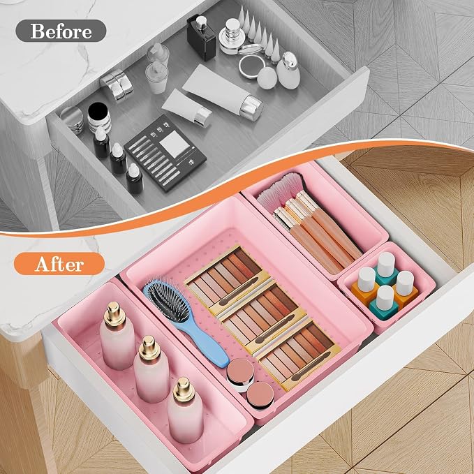 SpaceHacks 25 PCS Plastic Drawer Organizer Set, 4-Size Versatile Organizer - Image 4