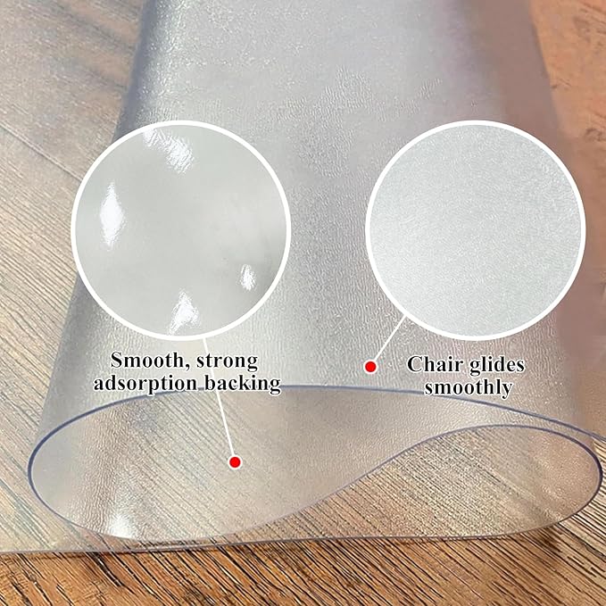 Office Chair Mat for Hardwood Floor, Anti-Slip Plastic Under Desk Computer Mats - Image 5