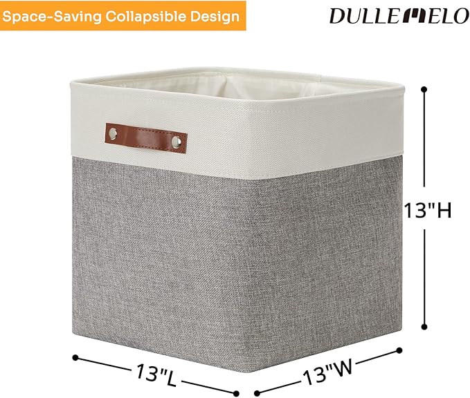 DULLEMELO 13 inch Fabric Storage Cubes 4 Pack Foldable Baskets/Bins for Home Office Organizer Closet, Shelves, Toy, Nursery-DeskLoop Office
