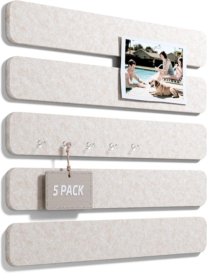 Fluxynara Cork Board Alternative Felt Strip Board 5-Pack 13"x2", Office Pin by FLUXYNARA